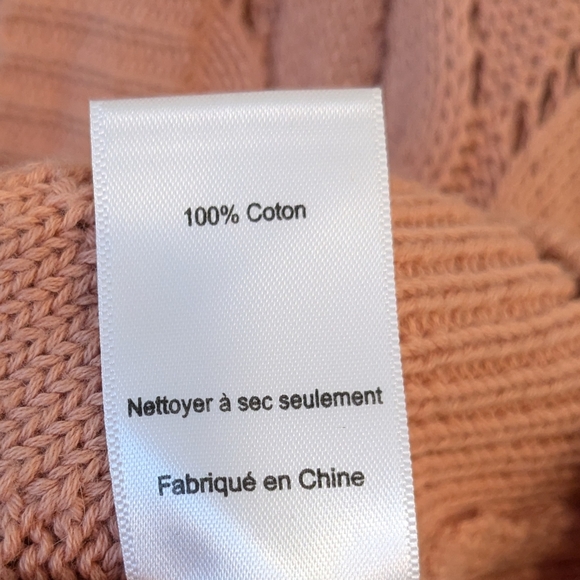 Arula Women's Pink Pointelle Ruffle Sleeve Cotton Cardigan Sweater Size X - Picture 5 of 6